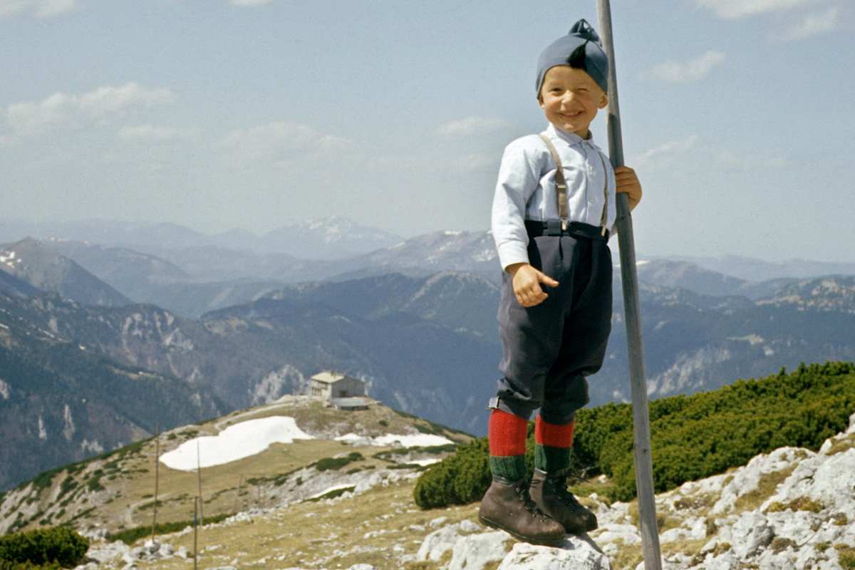 Hans Thurner im Alter von fünf Jahren auf der Heukuppe, Rax, Niederösterreich