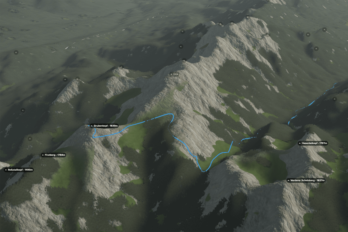 3D-Kartenausschnitt: Wanderung Grubenkopf