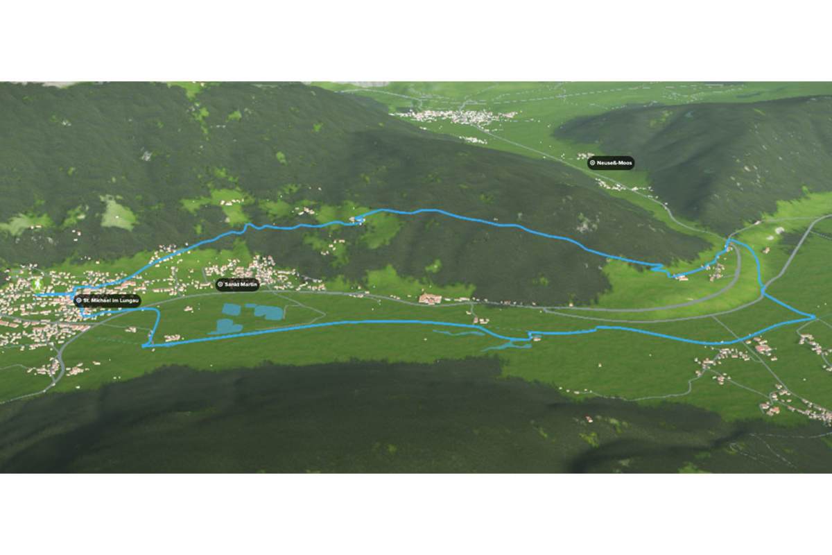3D-Kartenausschnitt der Wanderung über Hollerberg im Salzburger Lungau