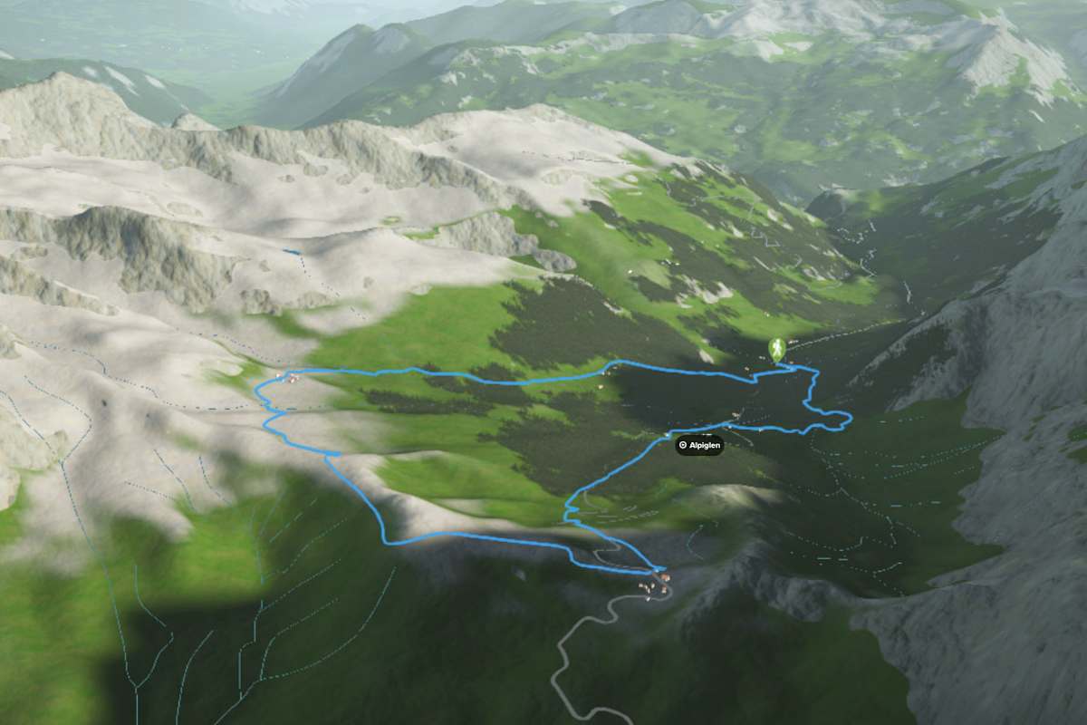 3D-Kartenausschnitt der Wanderung durchs Reichenbachtal im Berner Oberland