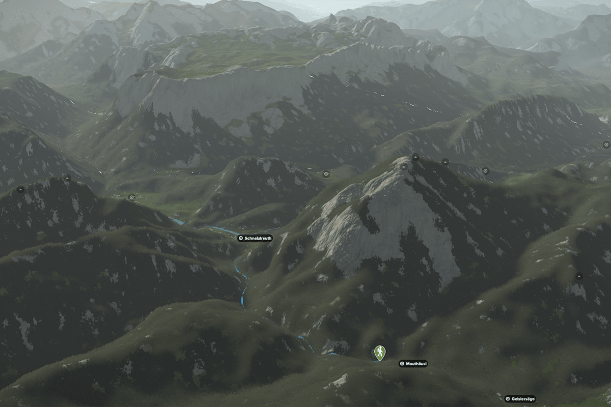 3D-Kartenausschnitt: Wanderung durch die Weißbachschlucht