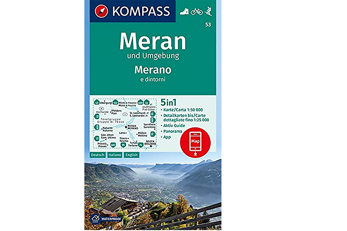 Die passende Wanderkarte zur Tour dazu: Meran WK 53