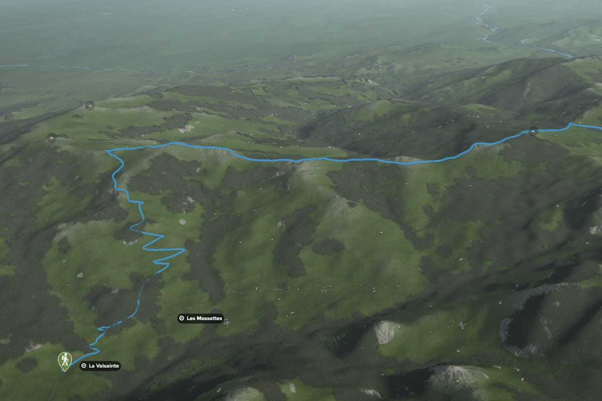 3D-Kartenausschnitt der Wanderung zum Schwarzsee in den Freiburger Voralpen