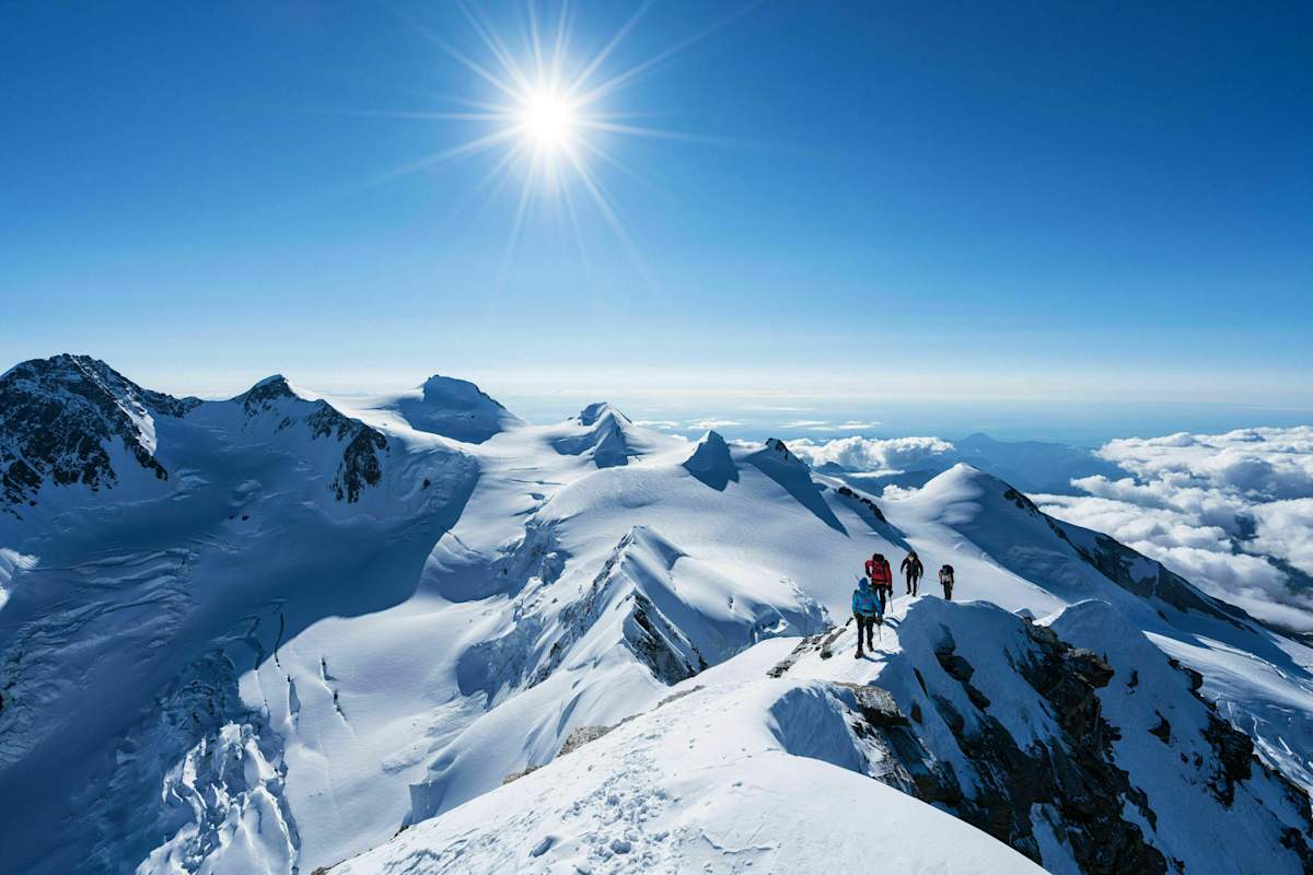 Vincentpyramide: Bergsteiger im italienischen Monte-Rosa-Massiv