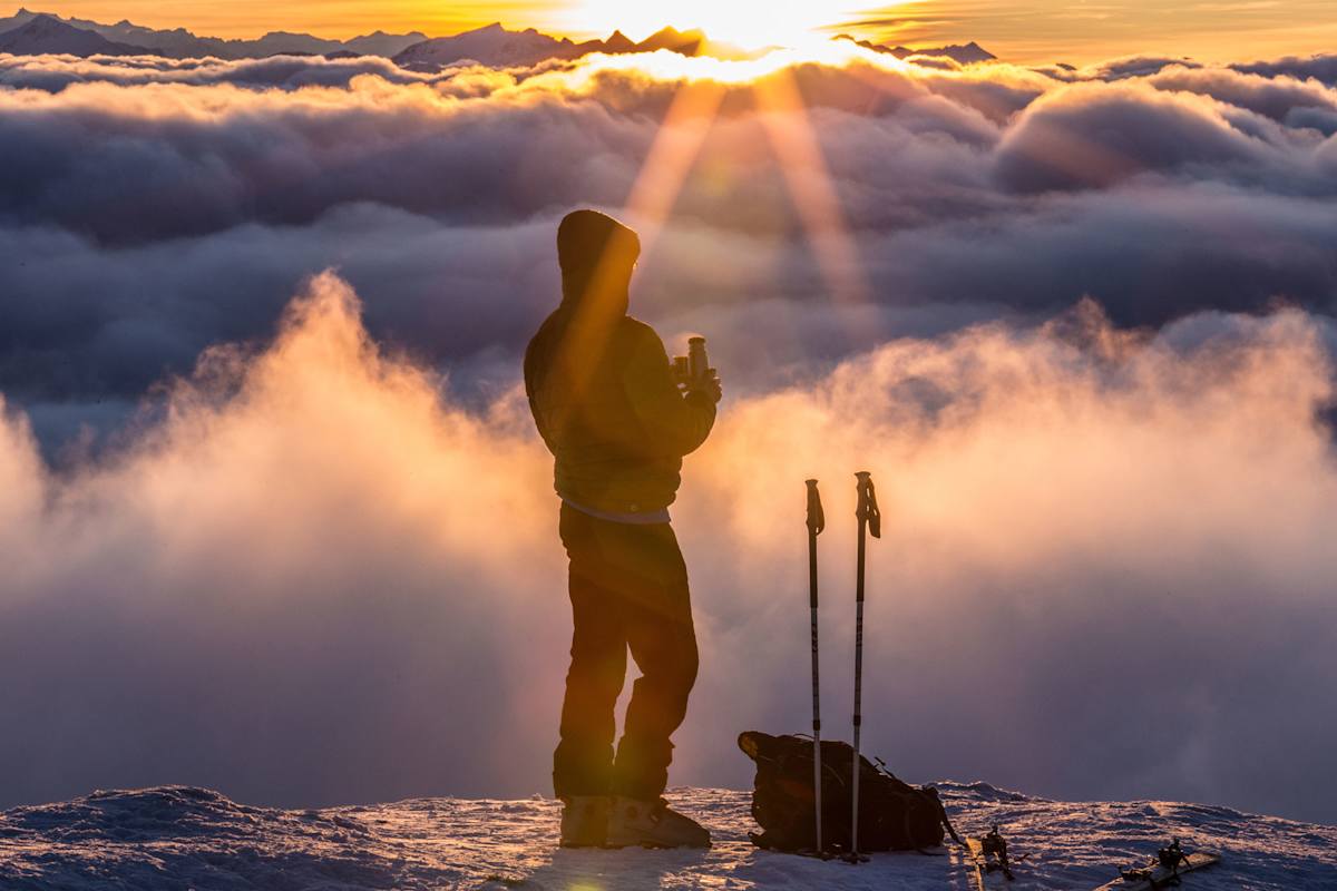 Gipfelpause auf Skitour