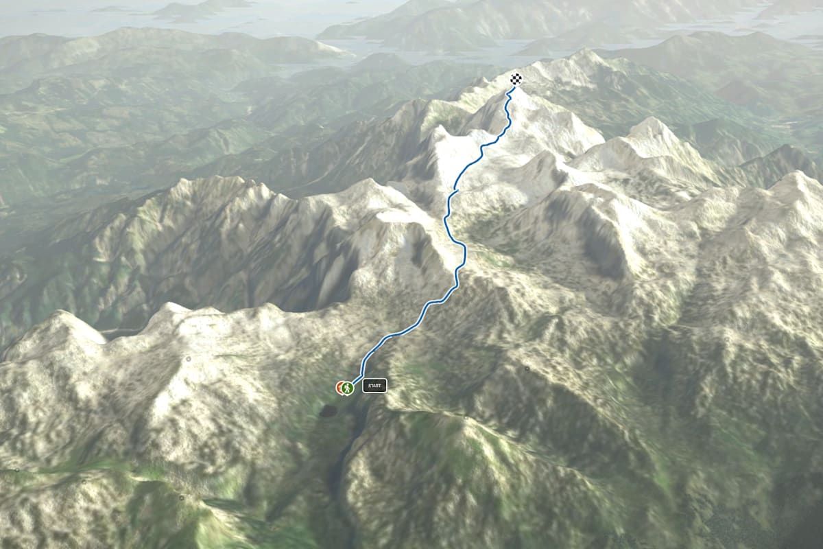 3D-Kartenausschnitt der Wanderung auf den Großen Priel (2.515 m) von der Pührignerhütte aus