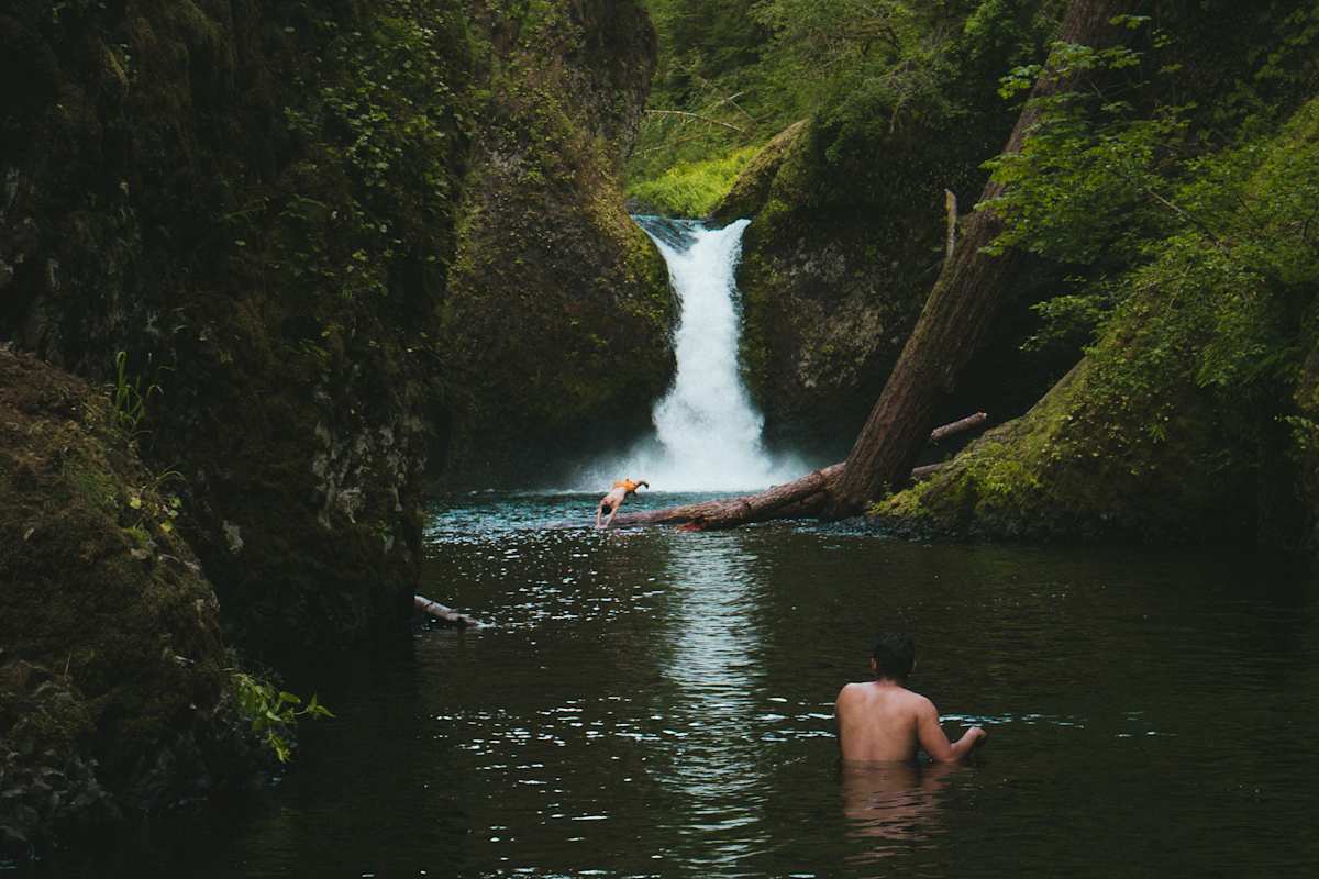 Wildschwimmen in einem Gumpen