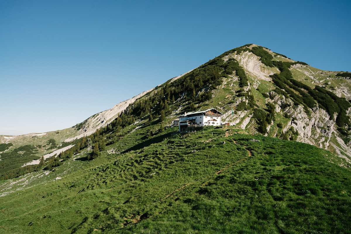 Die Almwiese vor der Hütte.