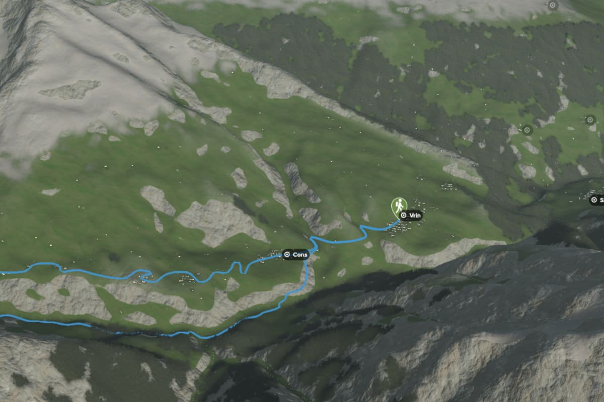 3D-Kartenausschnitt der Rundwanderung im Val Lumnezia