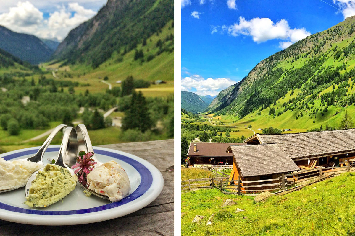 Hausgemachter Ziegen-Frischkäse auf Helgas Alm im Valsertal