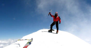 Christian Stangl am Gipfel des Kangchenjunga