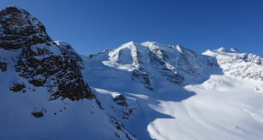 Das Engadin und seine imposante Bergwelt: Der Piz Palü von der Diavolezza aus gesehen.
