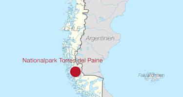 Chile Karte Nationalpark Torres del Paine, Chile