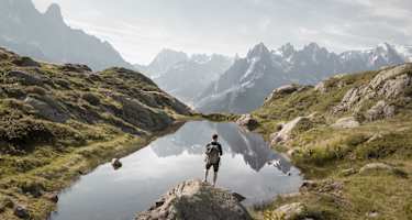 Wanderer vor dem Lac Blanc
