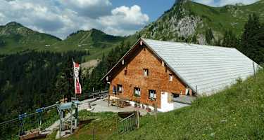 Die Gehrenalpe thront malerisch oberhalb von Reutte in den Allgäuer Alpen.