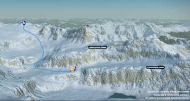 3-D-Ansicht der Skihochtour zum Wildstrubel von der Lämmerenhütte