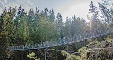 Die Hängebrücke am Parkplatz Karer See