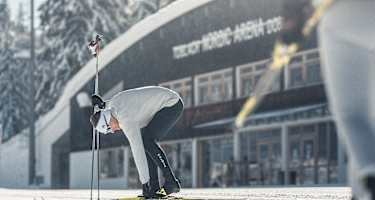 Start bei der Langlaufarena Toblach