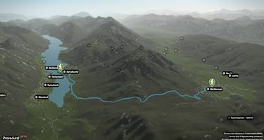 3D-Kartenausschnitt der Wasserwanderung Weißbriach-Kreuzberg-Weißensee