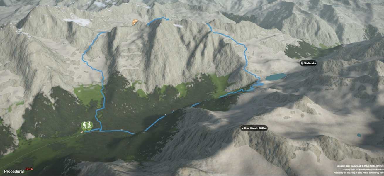 3-D-Ansicht der Wanderung durch die Slizza Schlucht