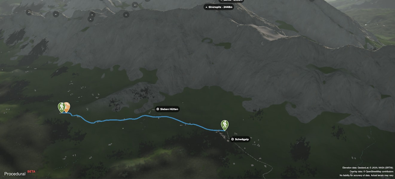 3-D-Ansicht der Wanderung zur Chammhaldenhütte