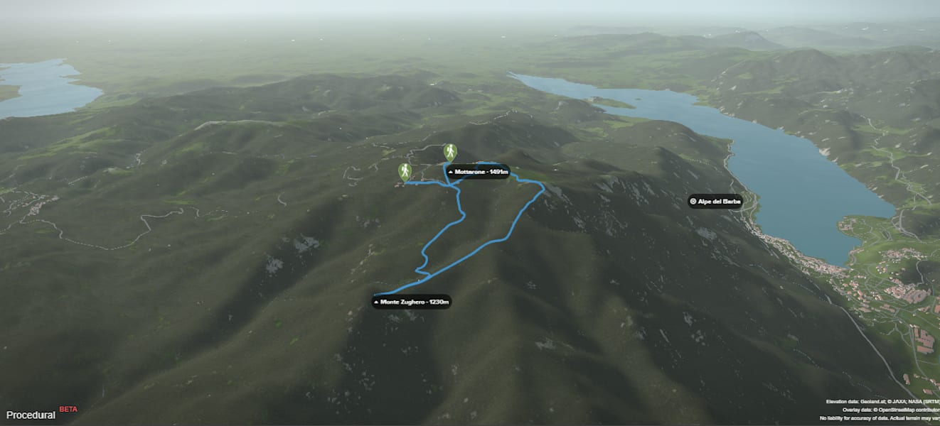 3-D-Ansicht der Wanderung Monte Mottarone - Monte Zuchero