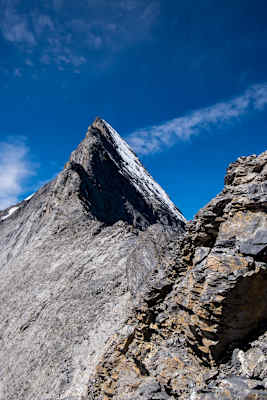 Der scharfe Mittellegigrat und der Gipfel des Eiger