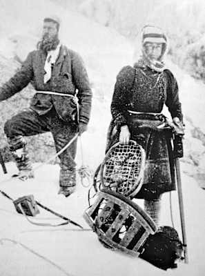 Mrs. Hawkins Whitshed nach dem Abstieg vom Piz Morteratsch