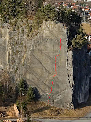 Topo der Route „Prinzip der Hoffnung“ auf der Bürser Platte