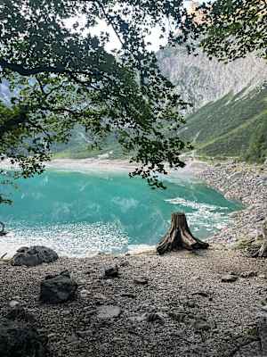 Der Wasserstand am Hinteren Gosausee im August 2026.