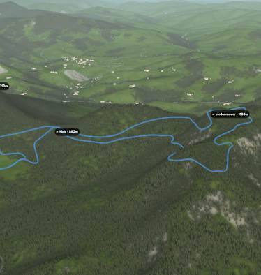 Bergwelten: 3D-Kartenausschnitt der Wanderung auf die Lindaumauer