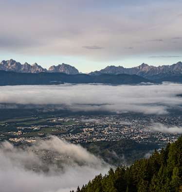 Ausblick von unserer Unterkunft mit Blick auf die Julischen Alpen
