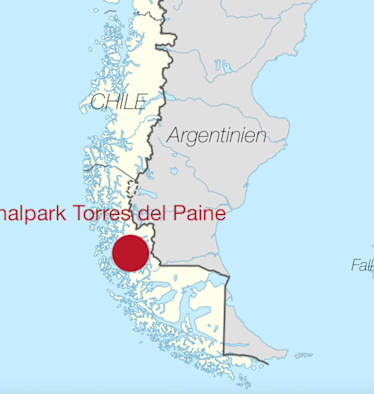 Chile Karte Nationalpark Torres del Paine, Chile