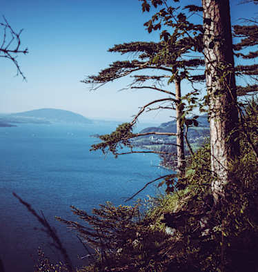 Nach dem ersten Anstieg auf den Schoberstein, der erste schöne Ausblick auf den Attersee