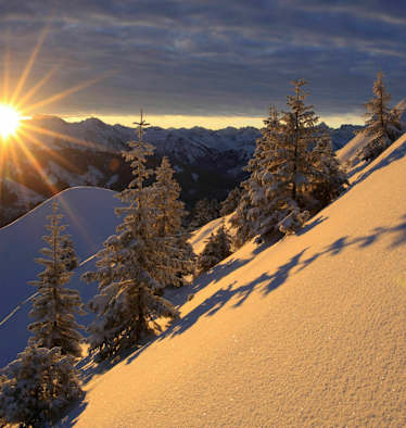 Winterlandschaft am Grünten in den Allgäuer Alpen in Bayern