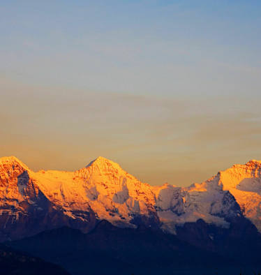 Dreiergruppe: Eiger, Mönch und Jungfrau in den Berner Alpen in der Schweiz