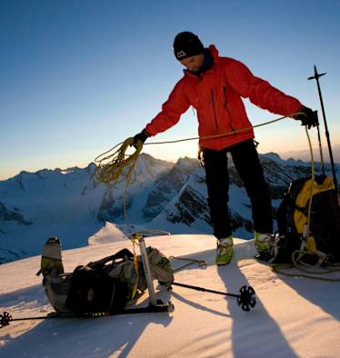 Skihochtour: Wintersportler am Aletschhorn in den Berner Alpen
