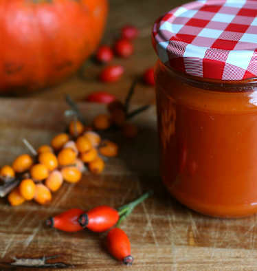 Superfood: Kürbis-Sanddorn-Hagebutte-Marmelade