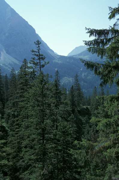 Blick hinauf zum Karwendelhaus