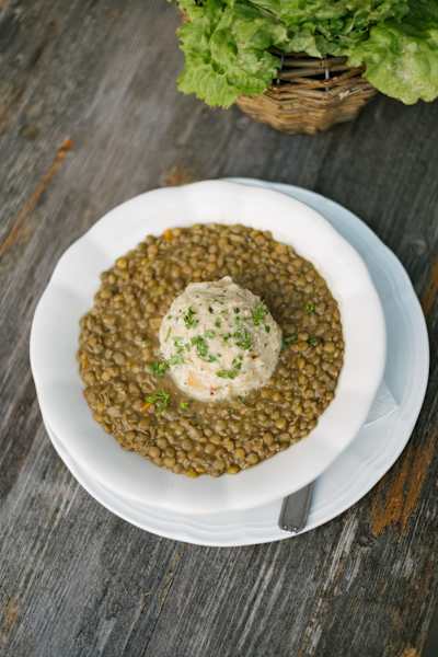 Linsen mit Knödel auf der Hesshütte