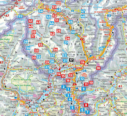 Übersichtskarte Rother Wanderführer „Tessin“