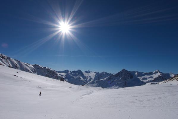 Top-Skigelände: Die weiten Flächen unterhalb der Steilstufe