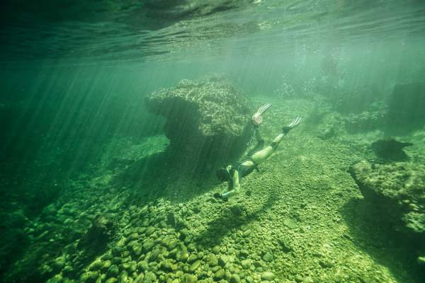 Flusstauchen in der Traun in Oberösterreich