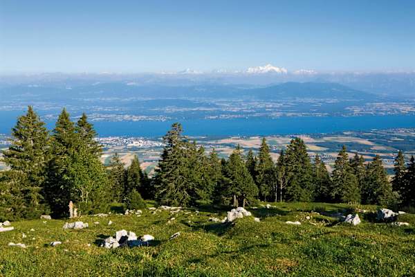 Blick über den Genfersee zum Mont Blanc