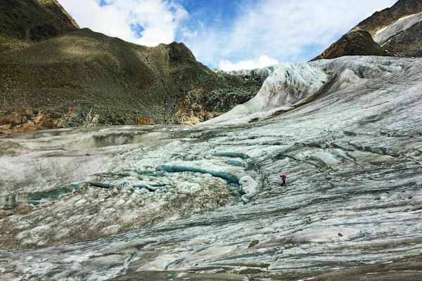 Wildspitze in Tirol: Ausstieg am Taschachferner