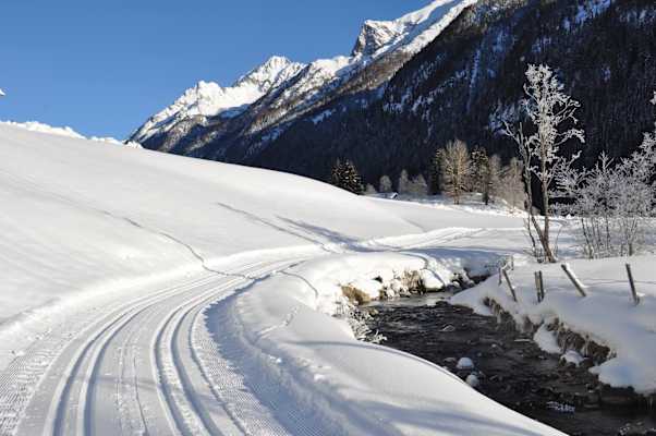 Die Winterlandschaft kann man auf Langlaufskiern erkunden.