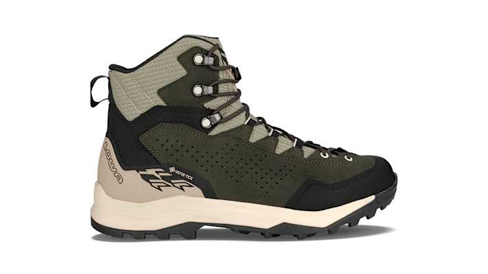 Der LOWA® EXPLORER GTX MID für Herren in der Farbe dunkelgrün/panna.