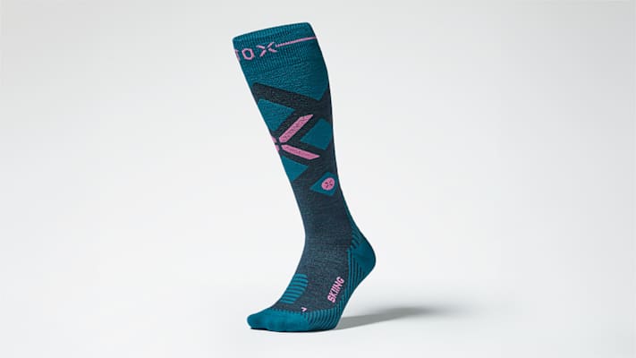 Merino Skiing Socks für Damen in der Farbe Teal Pink.