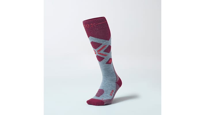 Die STOX Merino Skiing Socks in der Farbe Silbergrau / Barolo.