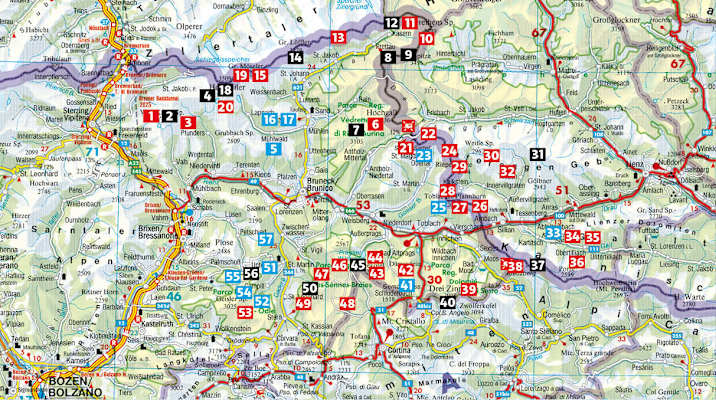 Übersichtskarte im Skitourenführer „Pustertal - Tauferer Tal · Ahrntal · Villgraten · Dolomiten“